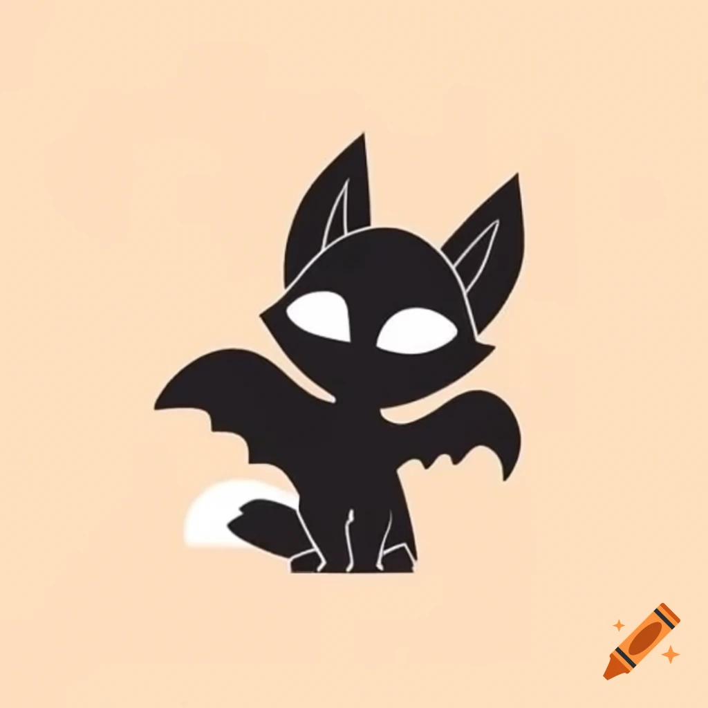 Black fox with six wings, fantastical creature
