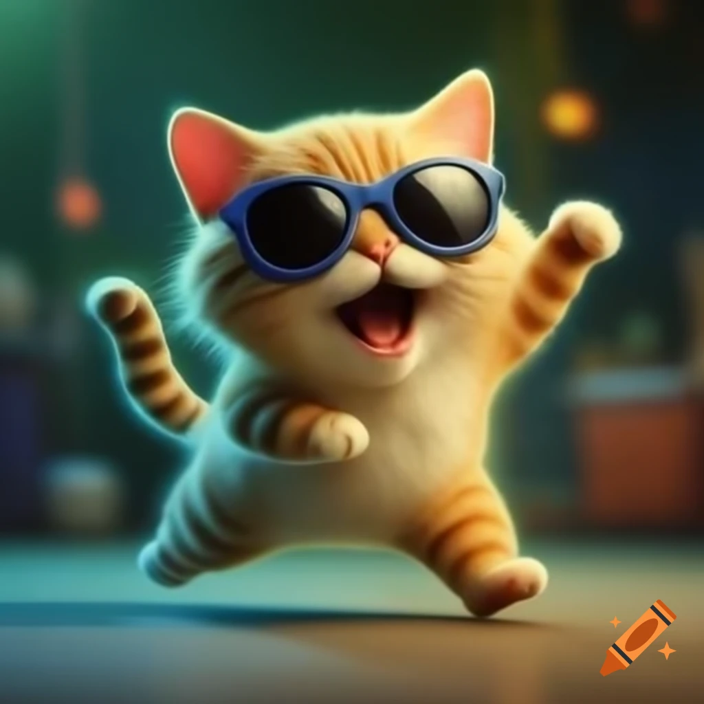 Funny cat dancing while wearing sunglasses