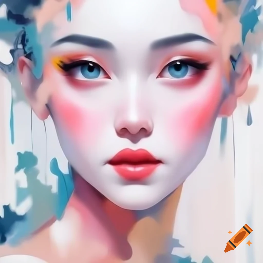 Modern abstract wall painting with pastel tones and fluid shapes