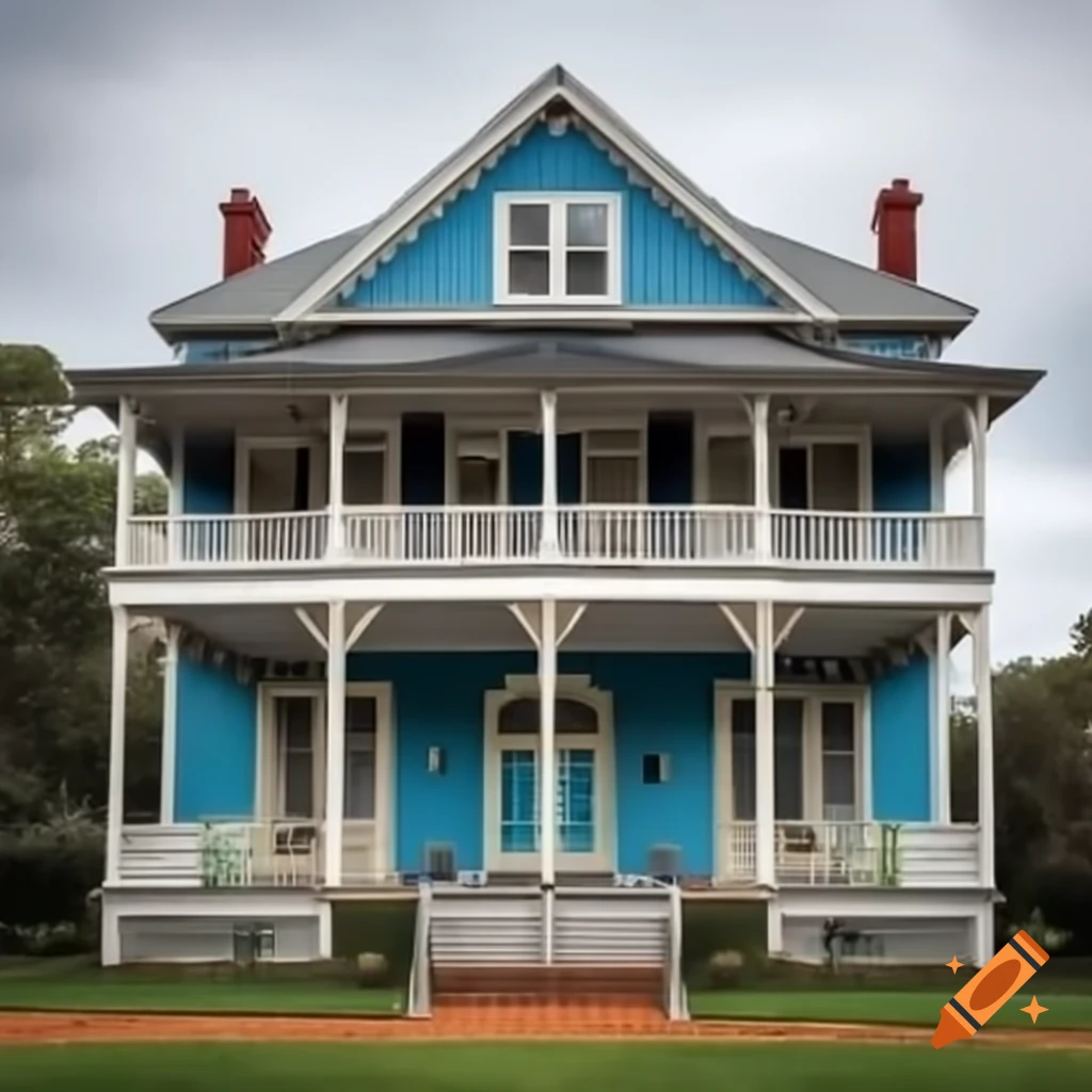 Colorful village featuring Louisianan plantation house style with ...
