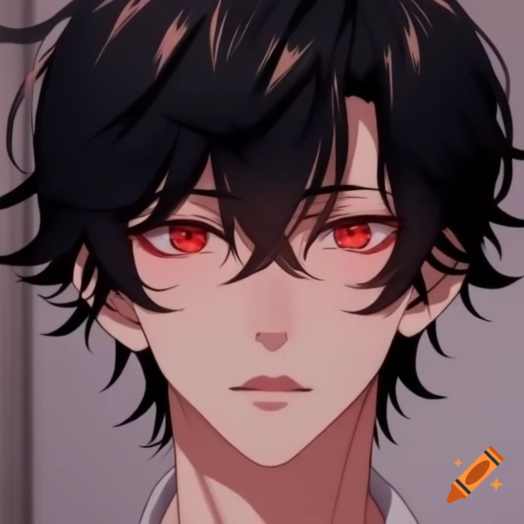 Anime character with long black hair, red eyes, and toned physique on ...