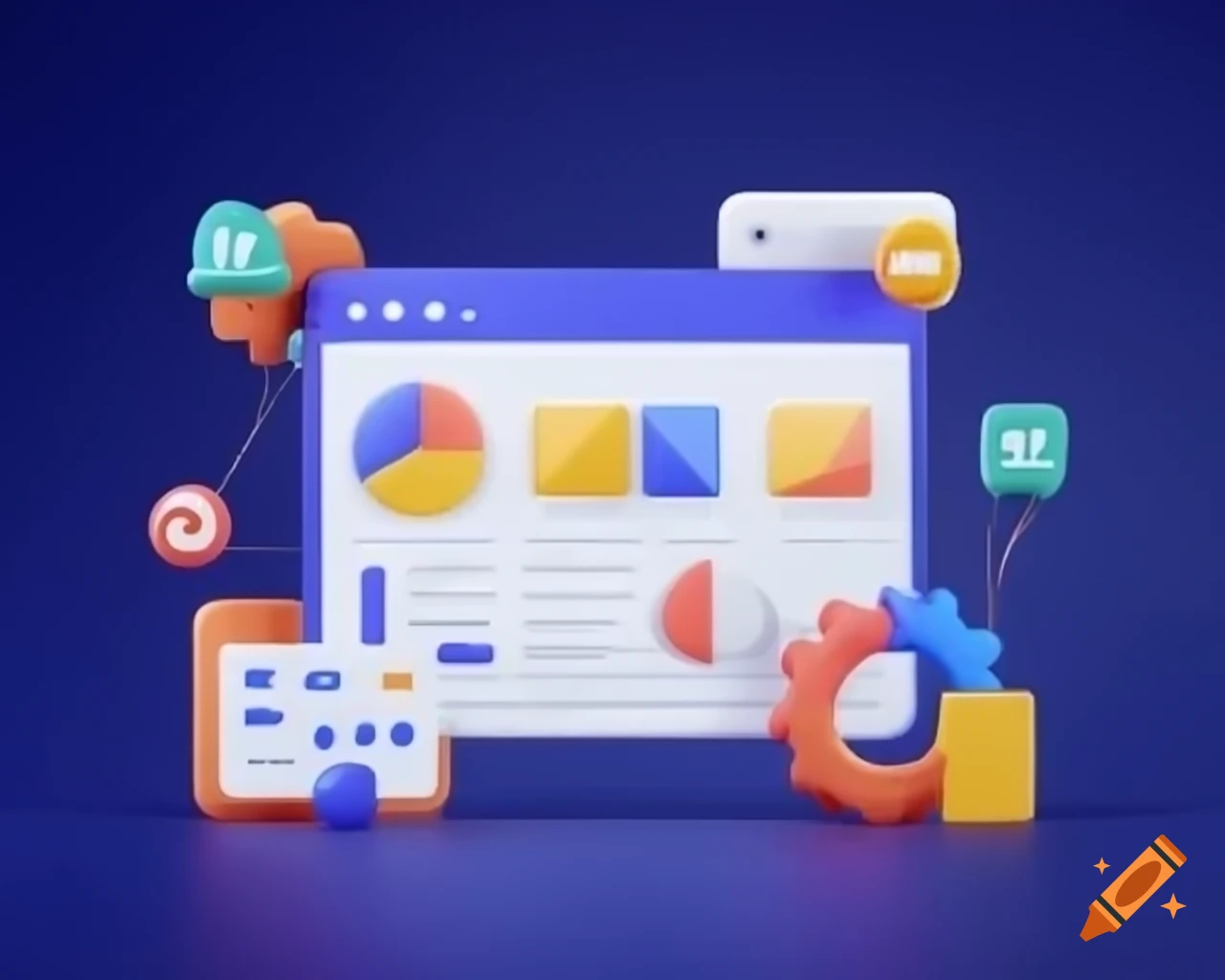 3D representation of UI and UX interface design on Craiyon