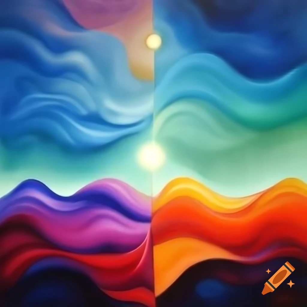 Abstract painting radiating happiness with bright colors and unique shapes