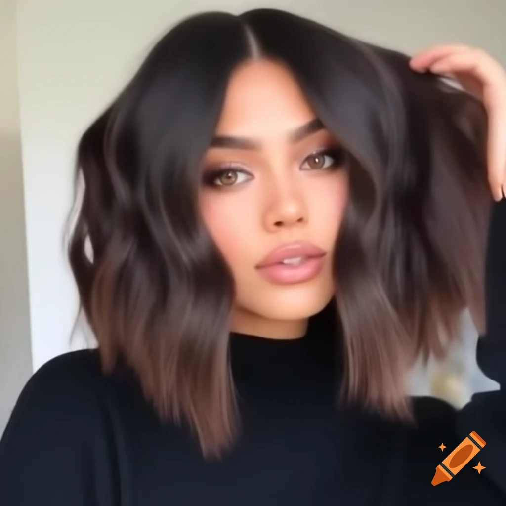 Young woman with asymmetrical bob and shaved undercut hairstyle on Craiyon