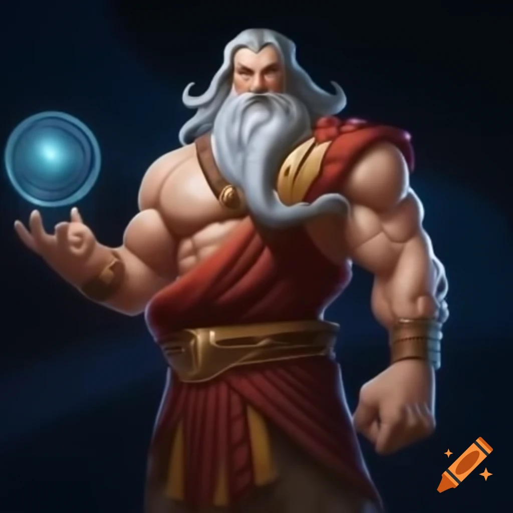 Oracle Character Muscular oracle character with flowing beard and glowing eyes on Craiyon