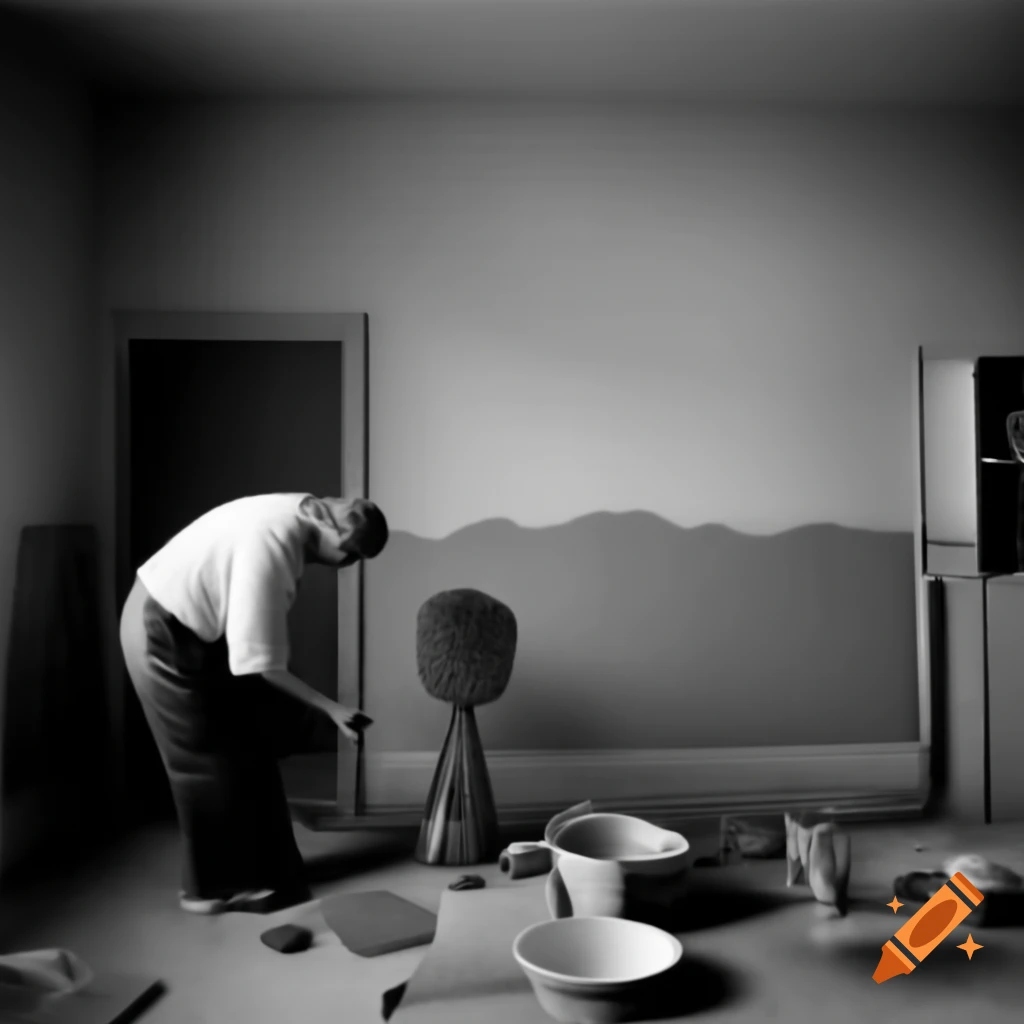 Frustrated homeowner dealing with DIY painting disaster