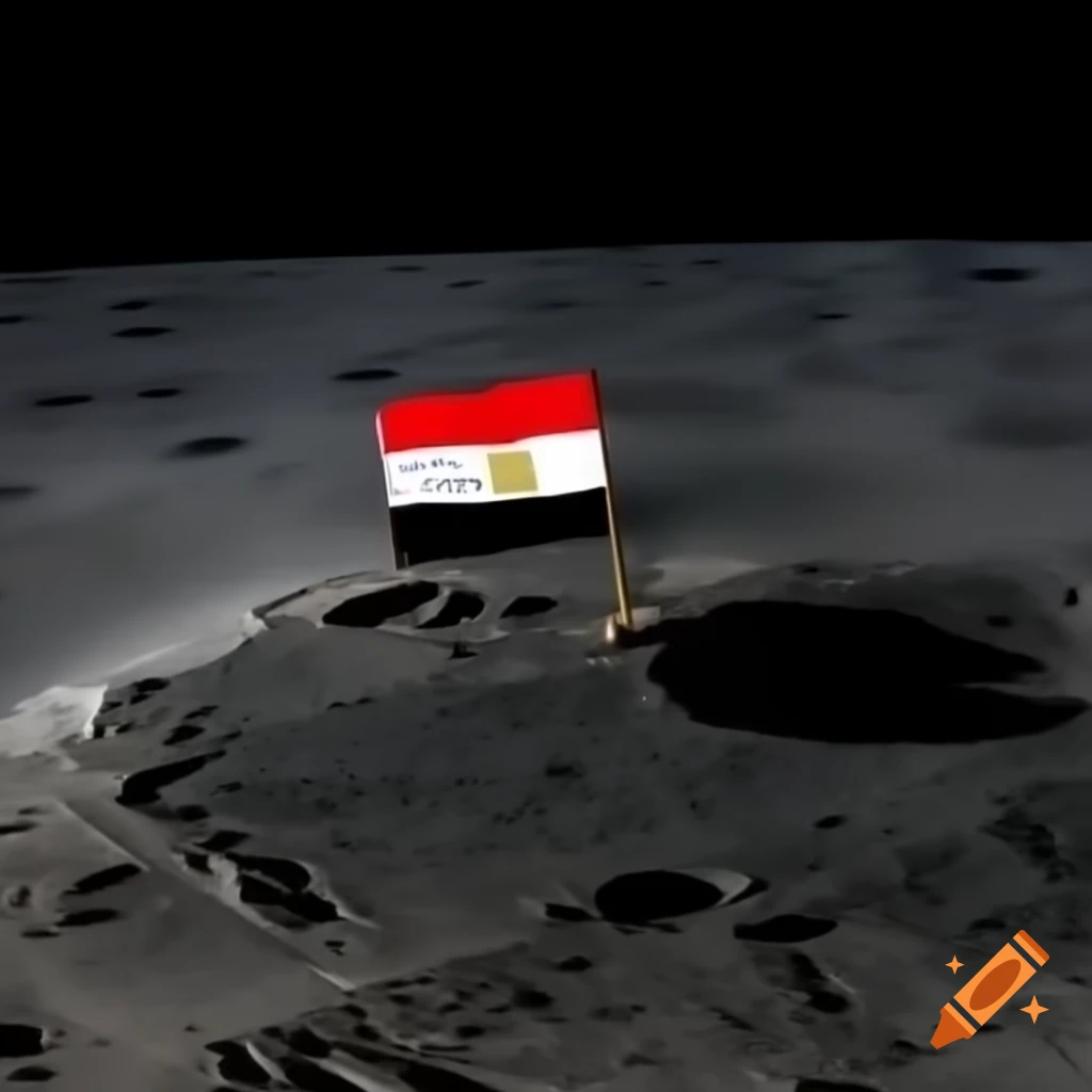 Astronaut on the moon with Egyptian flag