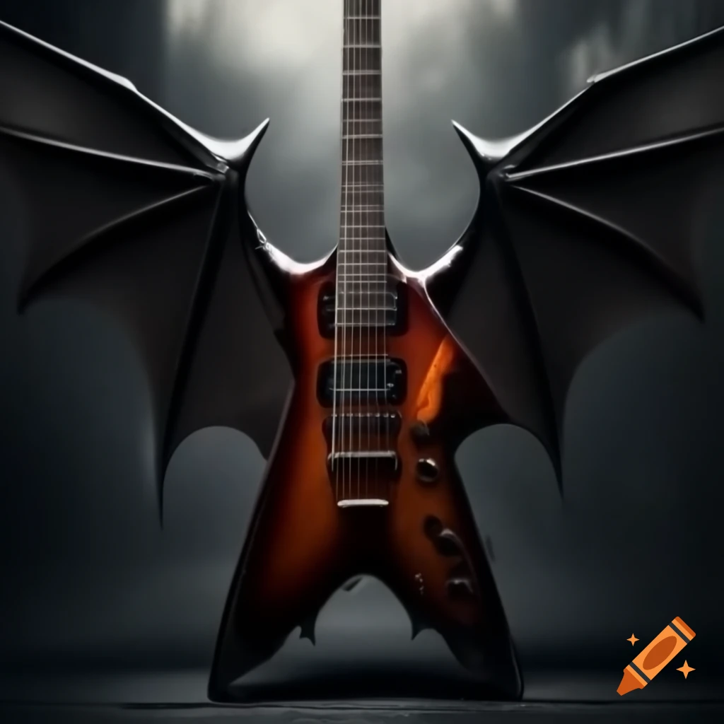 Electric guitar shaped like bat wings, offering dark and edgy sound on ...