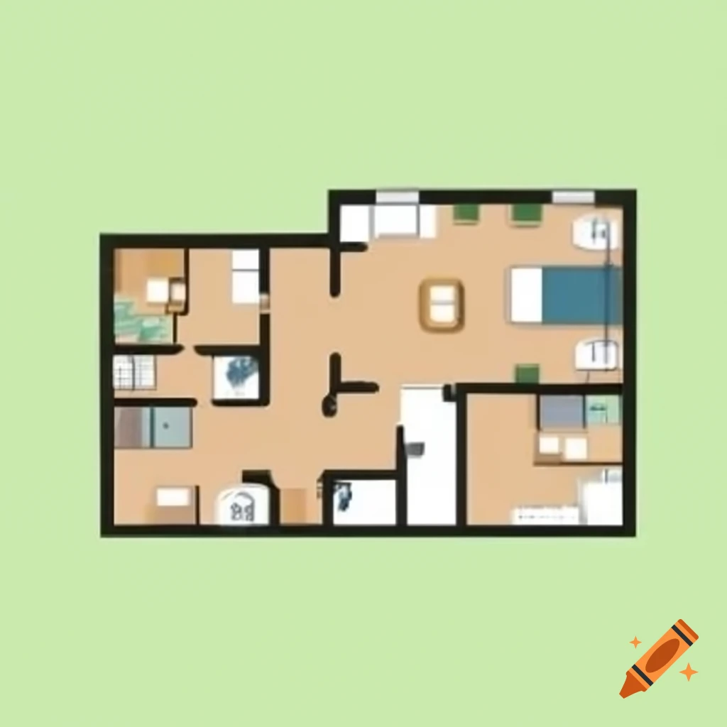 Five-room house architectural plan