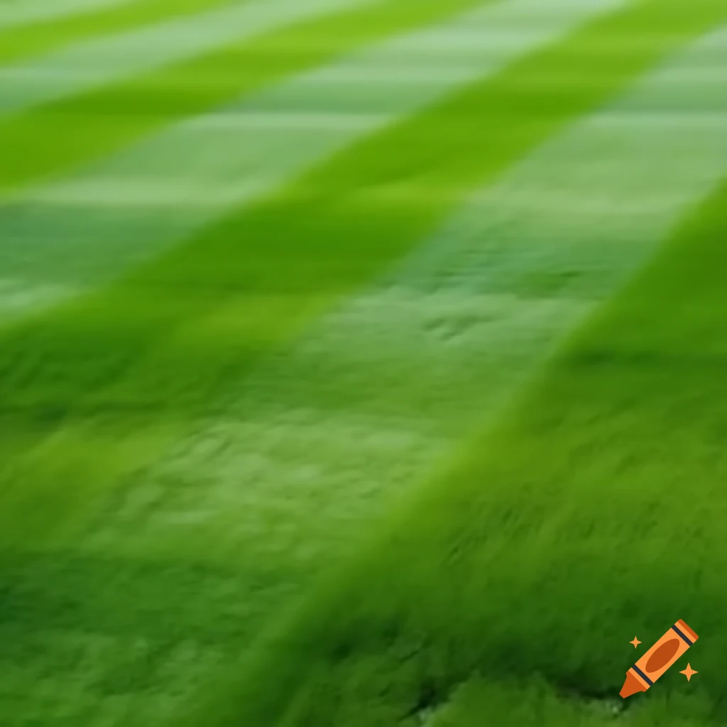 Striped grass lawn in a landscaped area