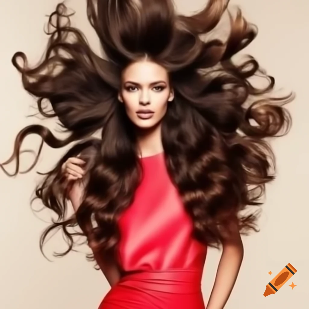 Supermodel with high heels and big hair exuding confidence