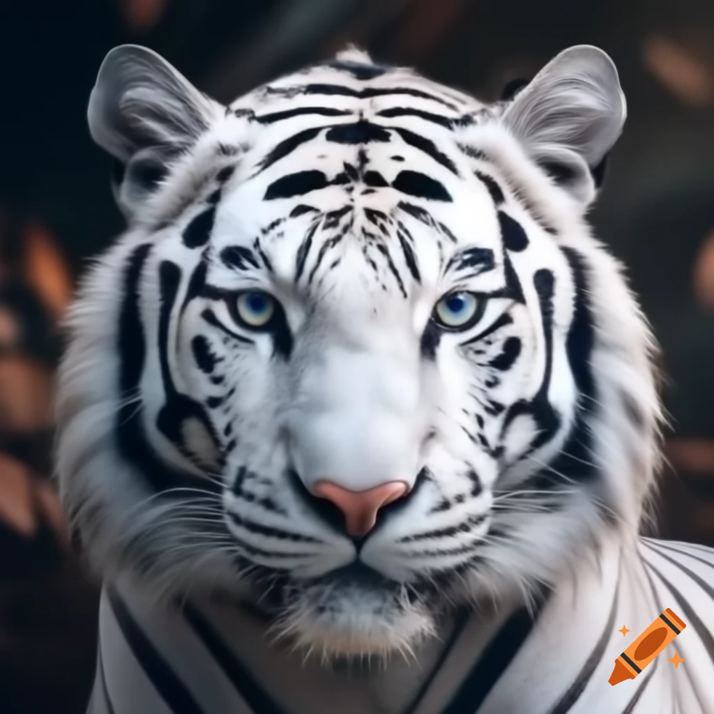 White tiger portrait with piercing blue eyes