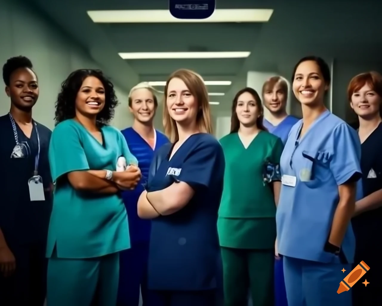 Diverse hospital team at UKD showcasing different medical professions