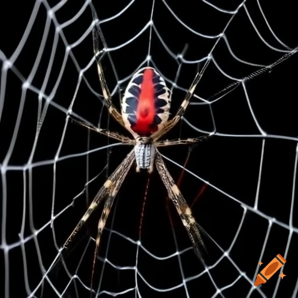 Black widow spider on delicate spiderweb
