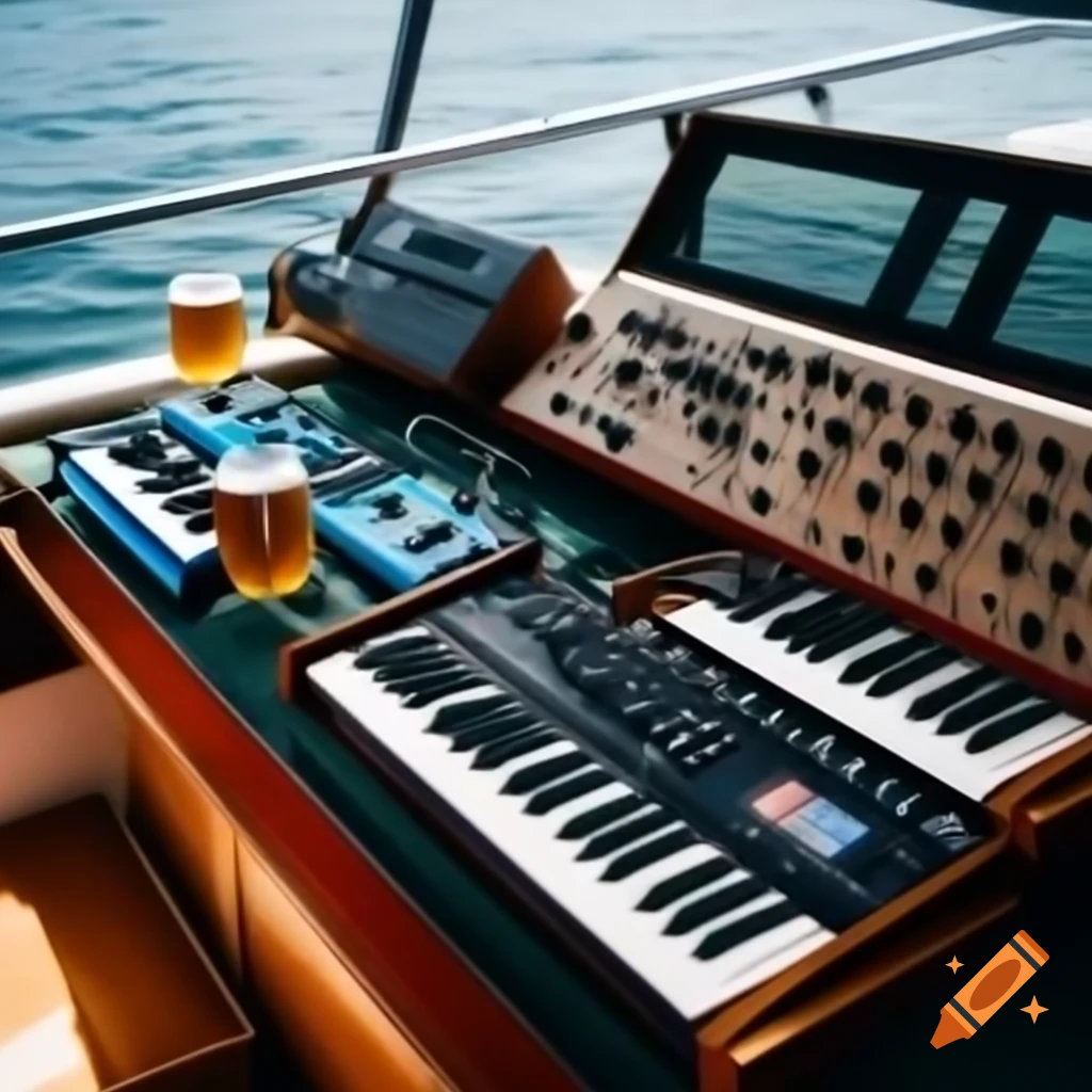 Synthesizers on a boat enjoying drinks
