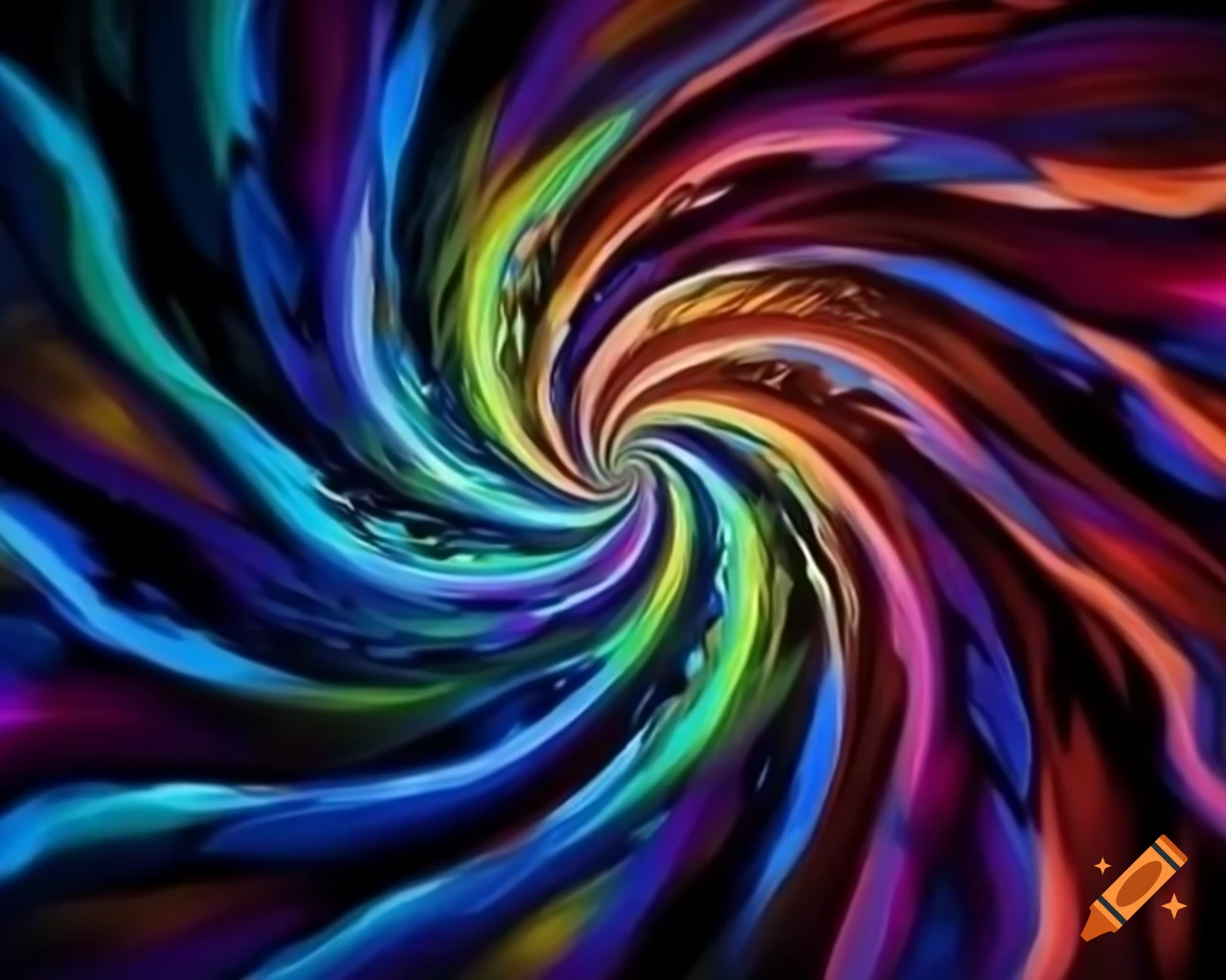 Surreal swirling vortex of colorful optical illusion patterns