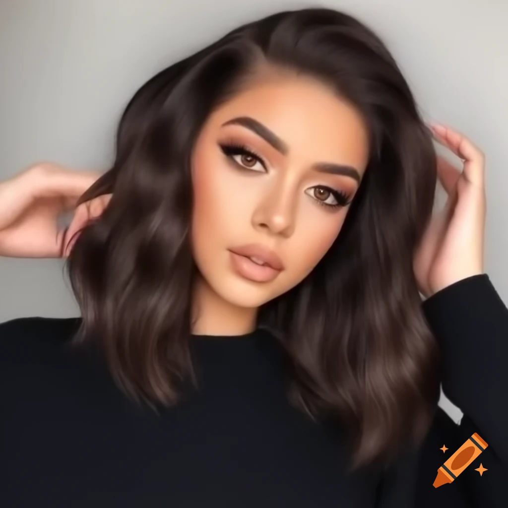 Young woman with thick dark brown hair and extreme shaved undercut bob hairstyle