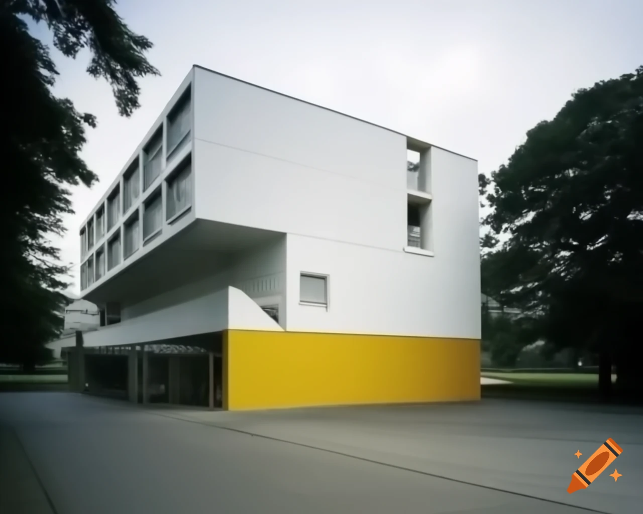 College of AITI technology building surrounded by trees and dormitory buildings