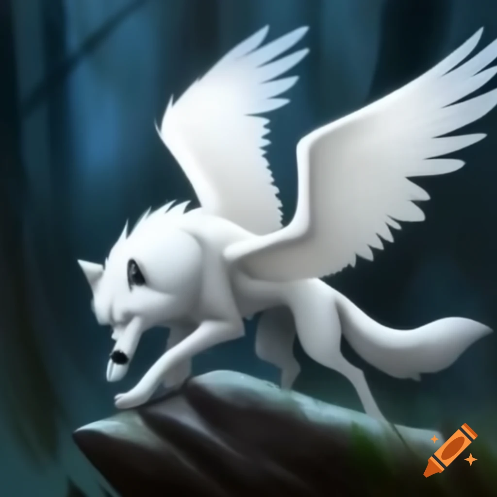 Winged white wolf spirit