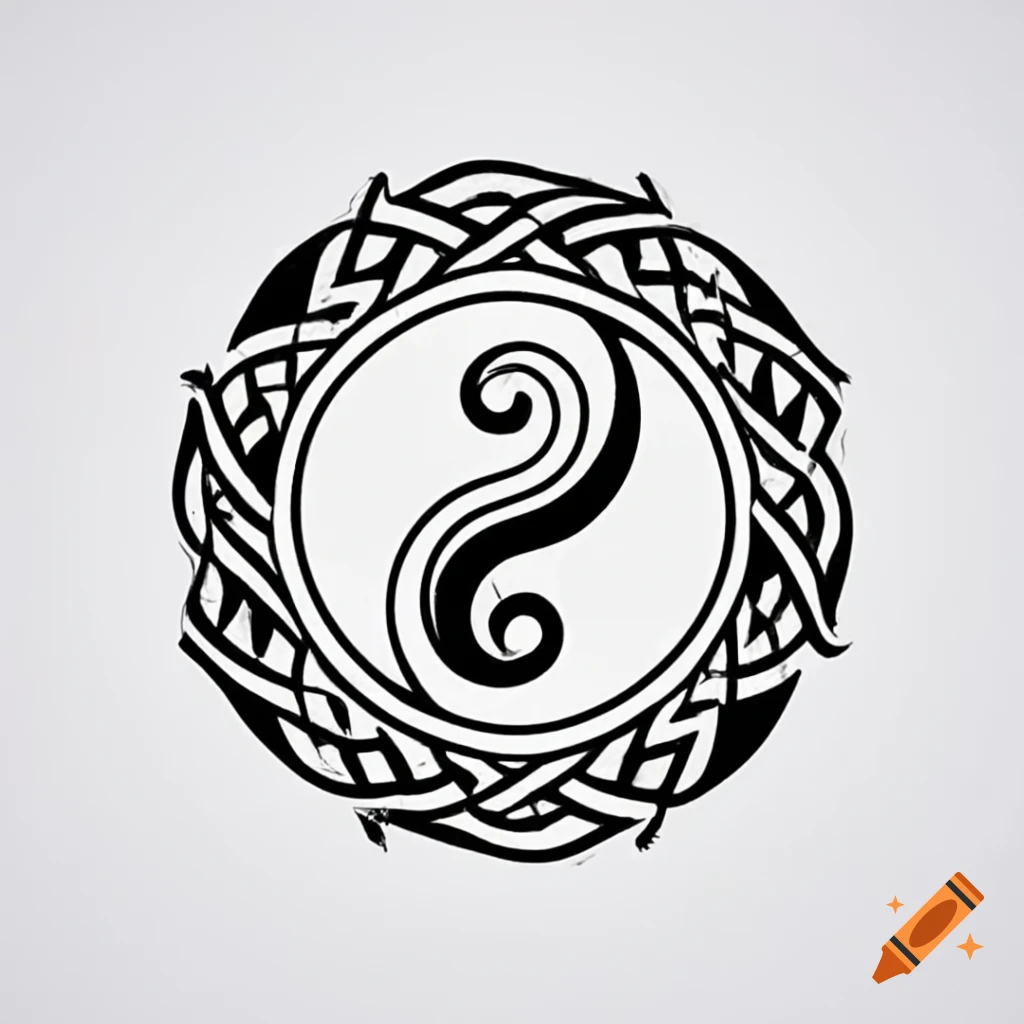 Black and white Celtic yin yang tattoo design