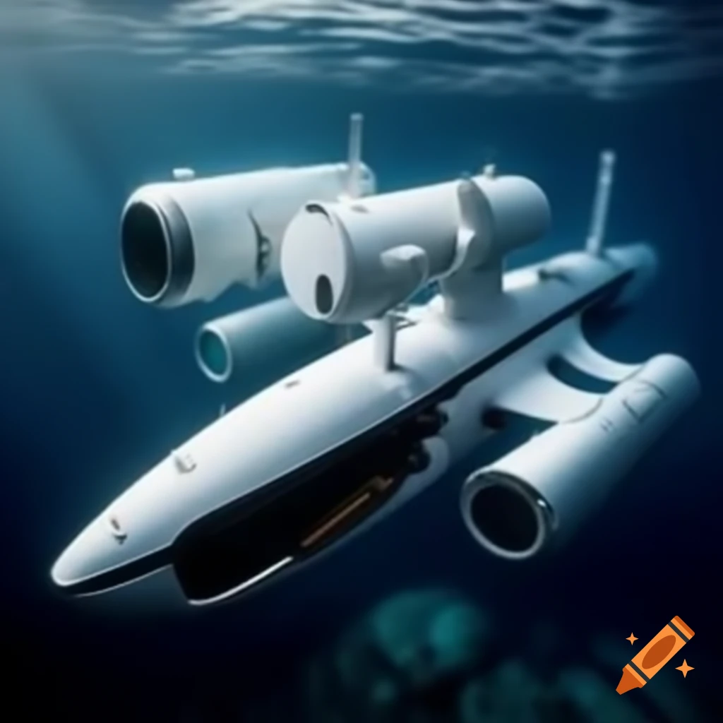 Futuristic white research submarine