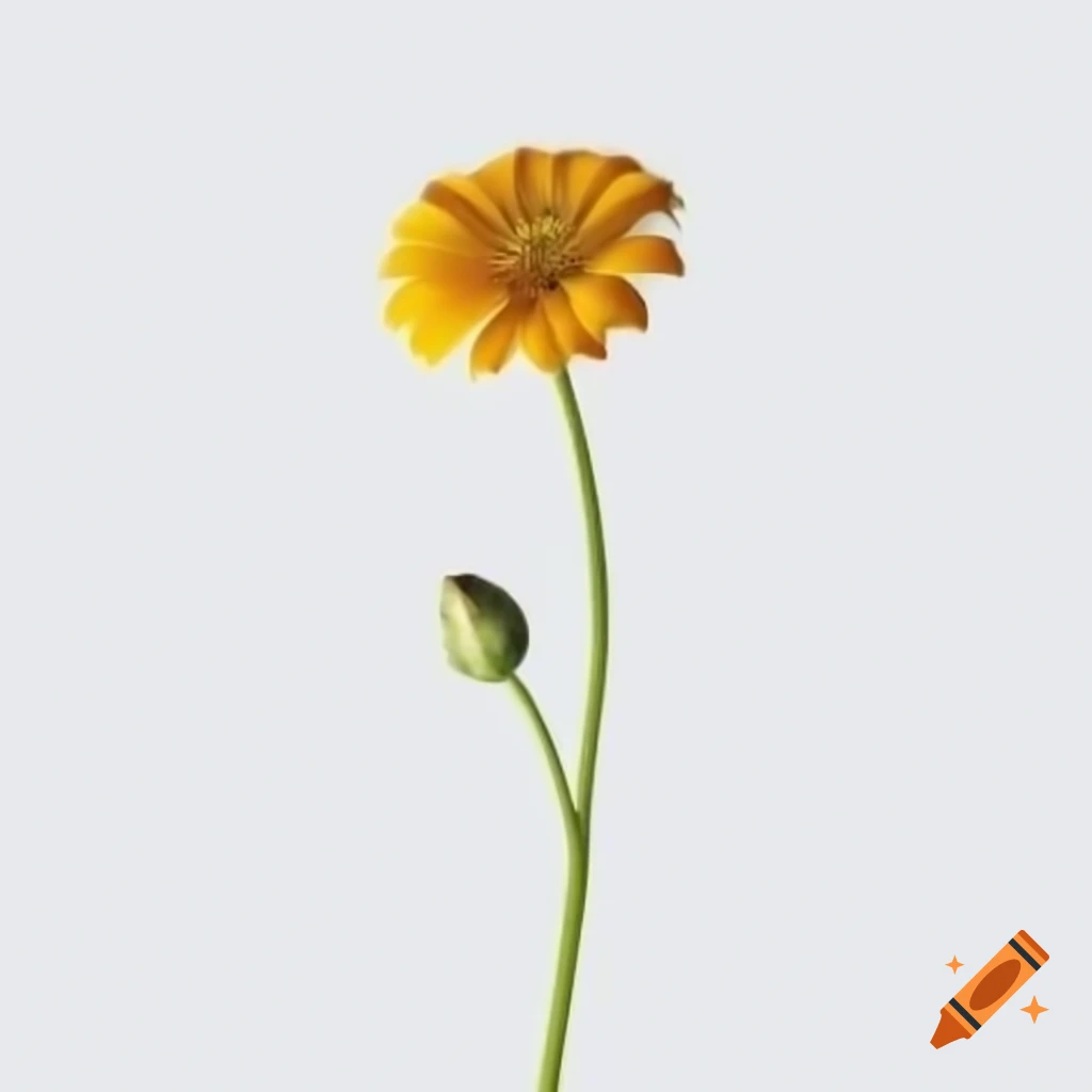 Digital flower illustration with stem on white background