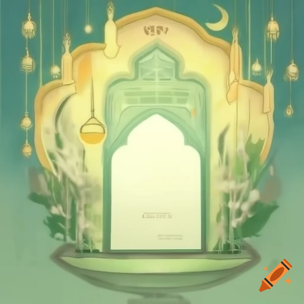 Customized Eid al-Fitr greeting card design with watercolor backdrop and Islamic geometric patterns
