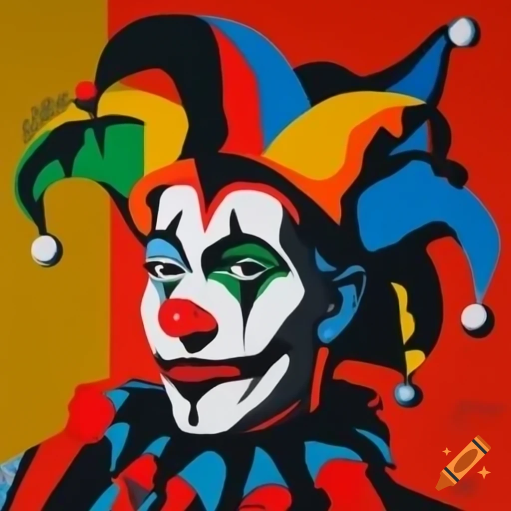 Jester painting inspired by Jean-Michel Basquiat and Wifredo Lam styles