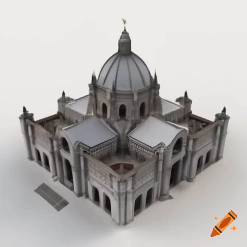 3D top view model of Templo de San Francisco Acatepec