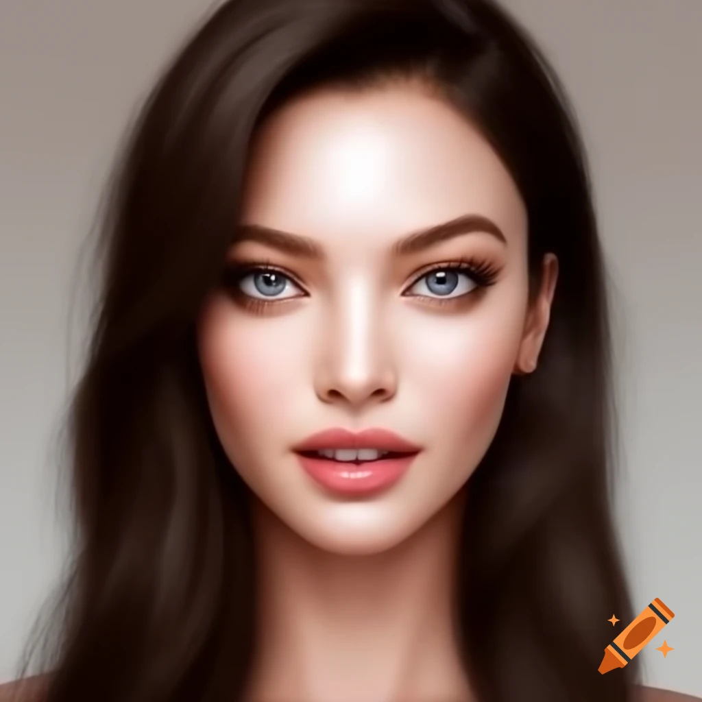 Hyper-realistic digital portrait of a woman with delicate beauty and youthful appearance