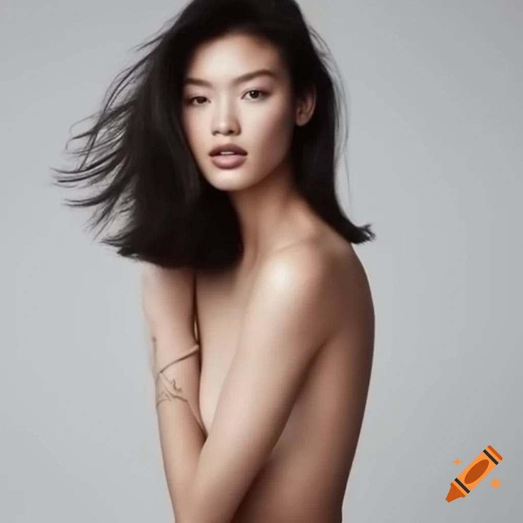 Full body shot of smiling Asian female supermodels
