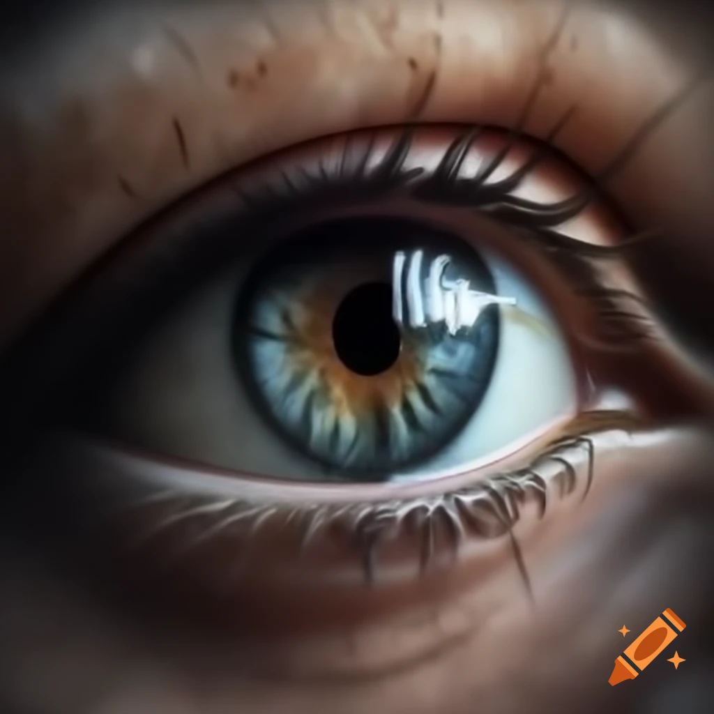 Highly detailed realistic art of an eye with vivid iris