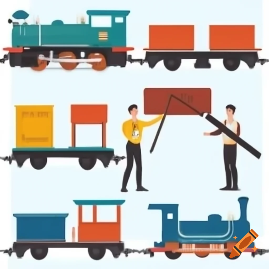 Agile release train with rearranged wagons for PowerPoint presentation