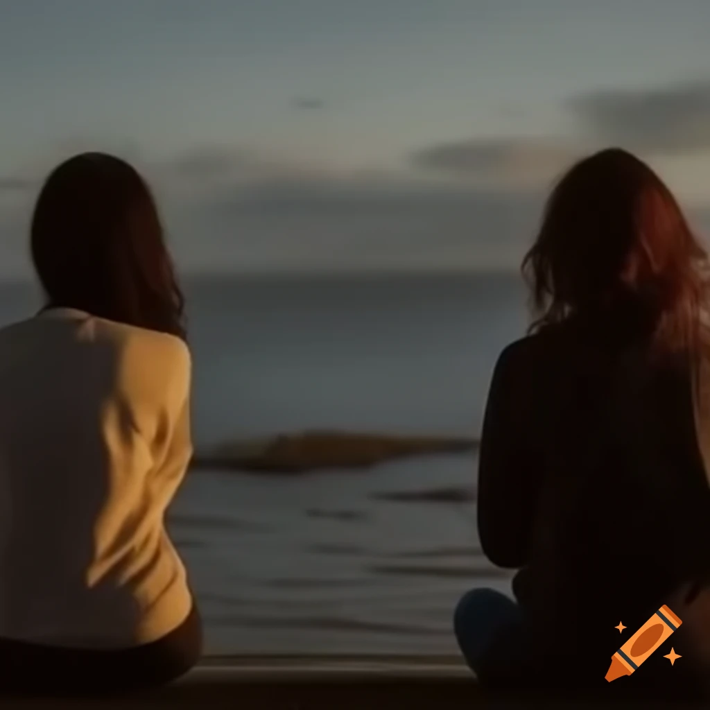 Silhouette of two women facing each other in an emotional moment