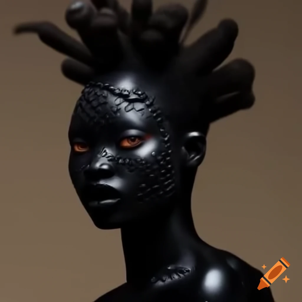 Representation of Amen Ra with black skin tone, African hair, and ...