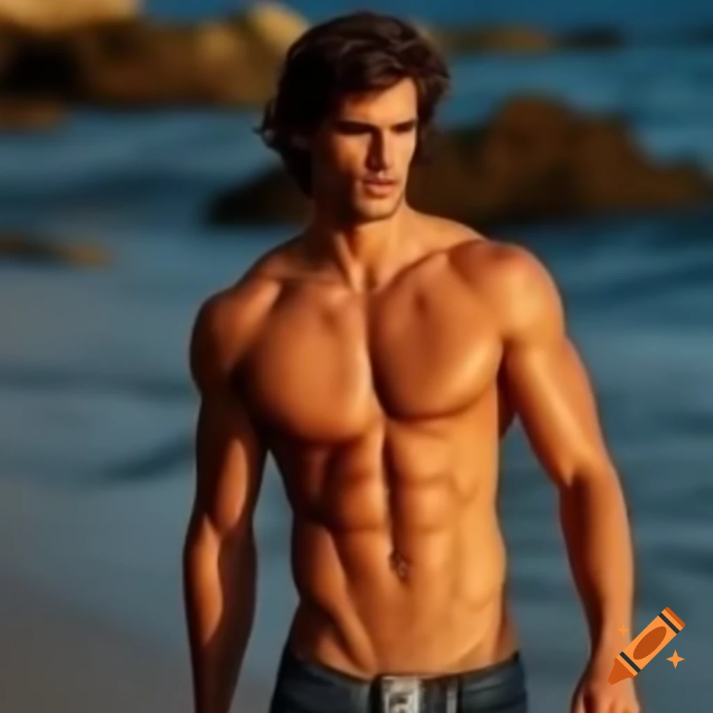 Spanish male supermodel with brown hair walking