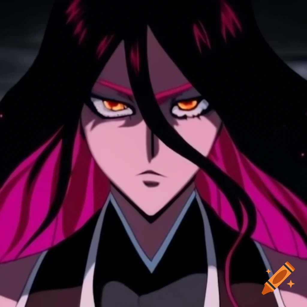 Anime avatar character with long dark pink and black hair on Craiyon