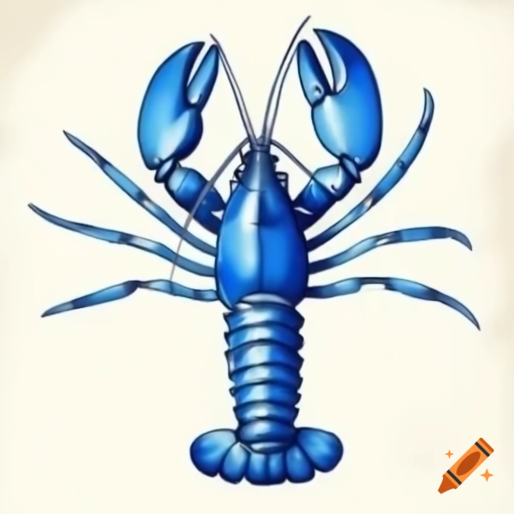 Detailed watercolor sketch of a blue lobster outline, suitable for logo design