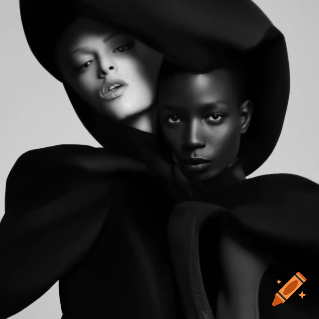 Fashion model wearing black attire