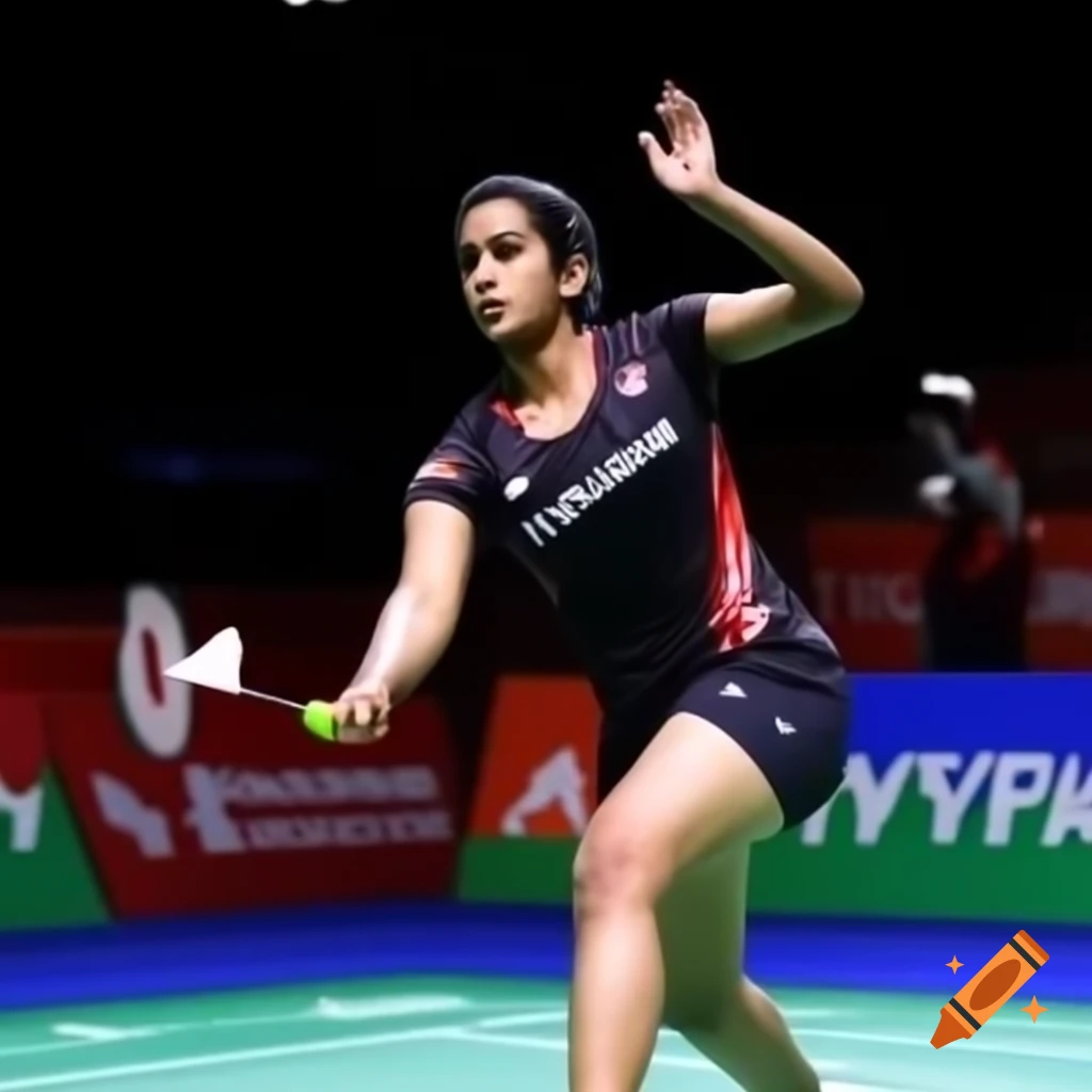 Indian badminton female player in action