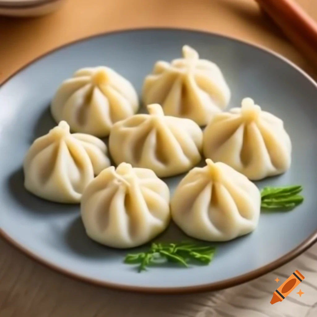 Plate of six dumplings