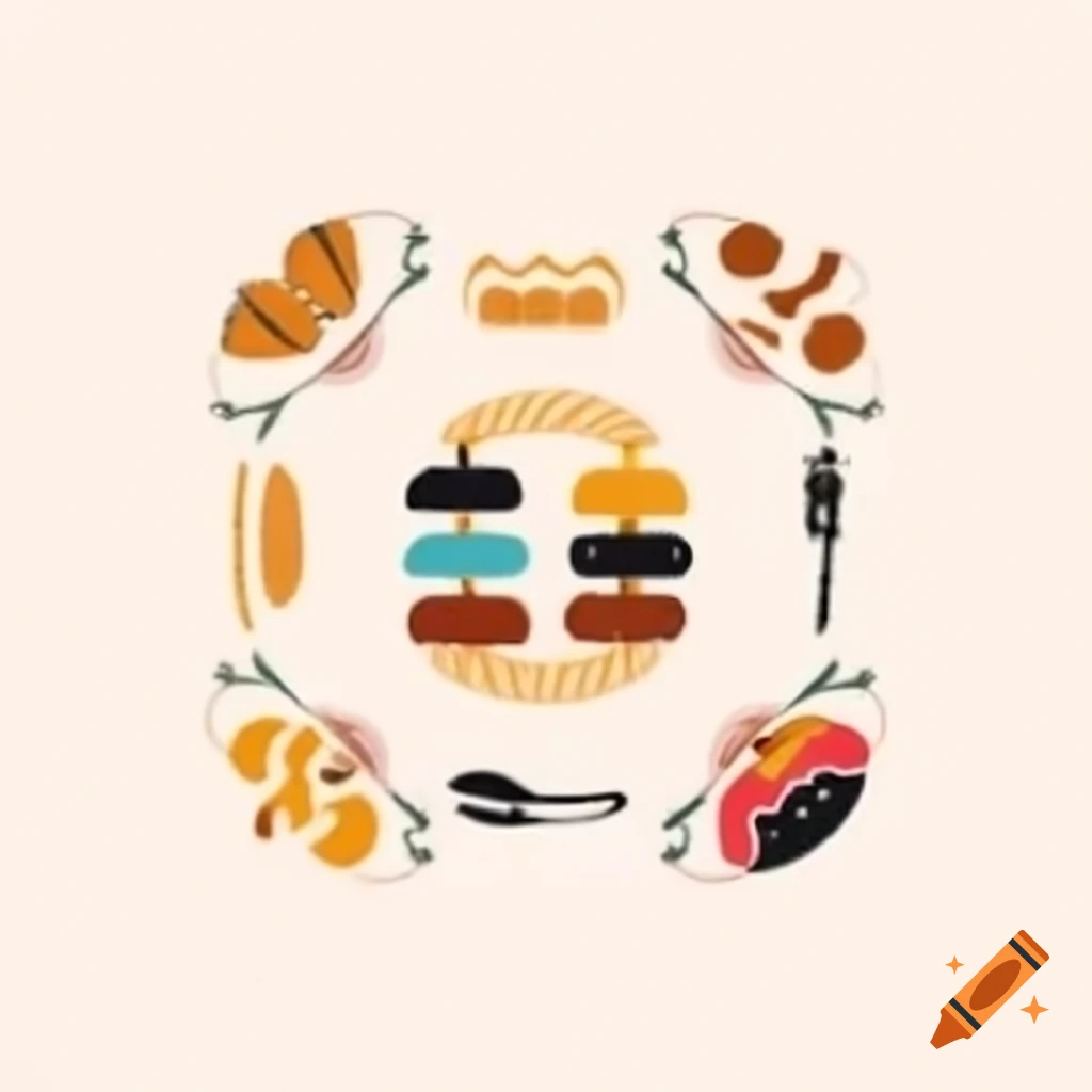 Elegant emblem for catering service with stylized pastries and cakes