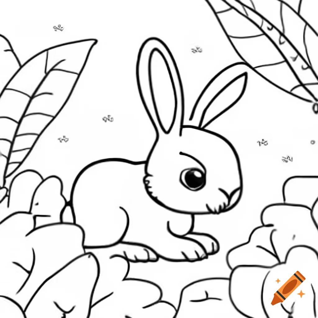 Coloring page design of a cute bunny