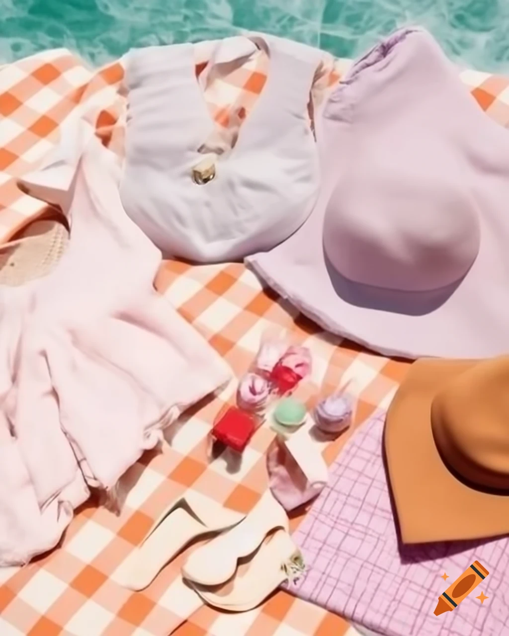 Summer fashion essentials including linen clothes and red gingham accessories