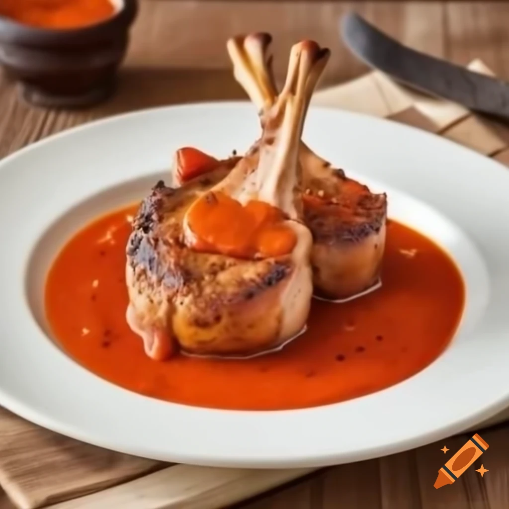 Lamb chops served with massaman sauce