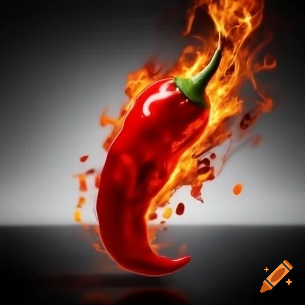 Vibrant red chili glowing with heat against contrasting background