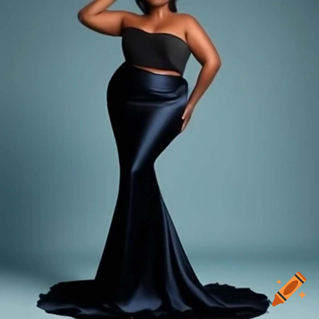Elegant woman in fitted mermaid skirt with front split