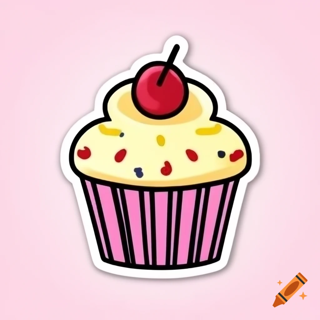 Purple-themed cupcake sticker design