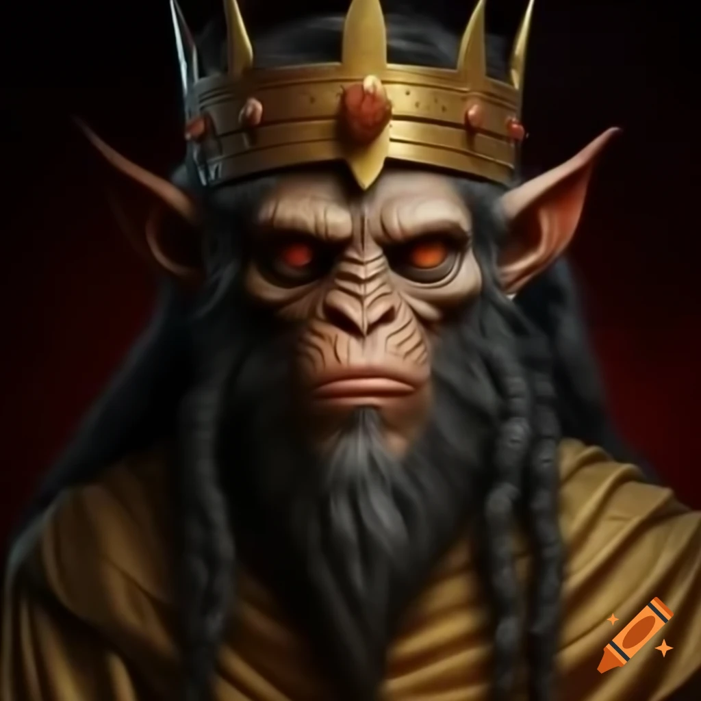 Demon King Robe Demon symbolizing Pride dressed as a king in golden robe and crown on ...