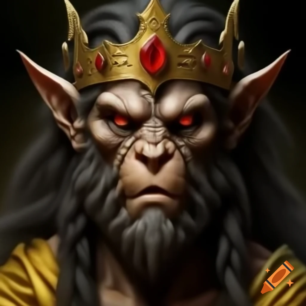 Demon King Robe Demon symbolizing Pride dressed as a king in golden robe and crown on ...